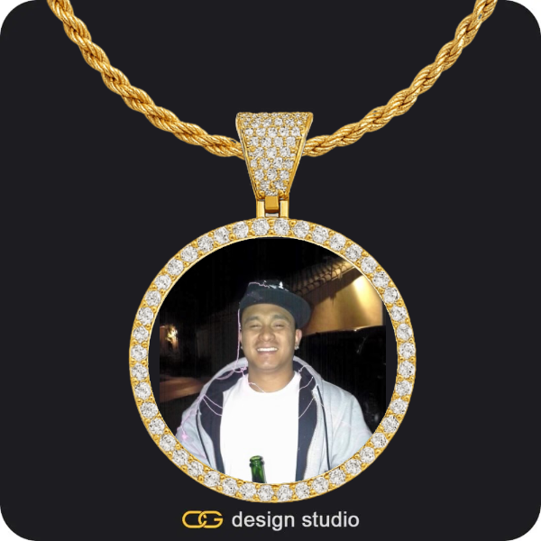 Custom Photo Pendant - Gold / Circle (4 cm) / Rope