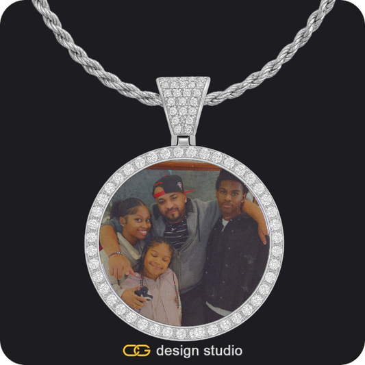 Custom Photo Pendant - Silver / Circle (4 cm) / Rope