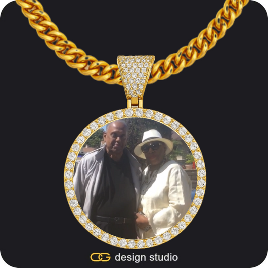 Custom Photo Pendant - Gold / Circle (4 cm) / Cuban (5mm)