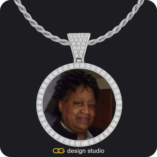 Custom Photo Pendant - Silver / Circle (4 cm) / Rope