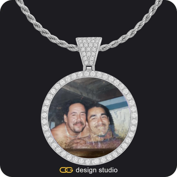 Custom Photo Pendant - Silver / Circle (4 cm) / Rope