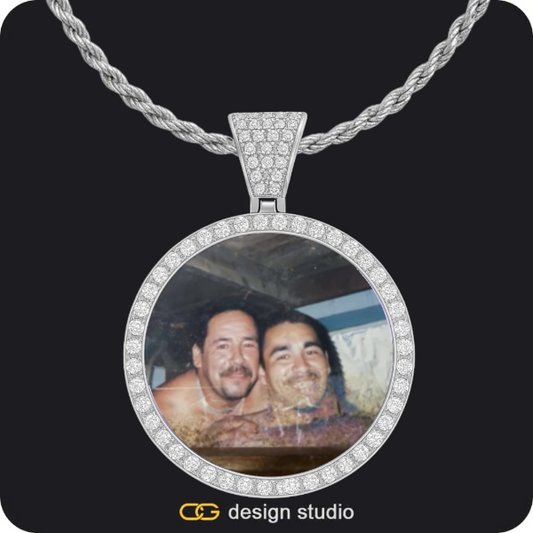 Custom Photo Pendant - Silver / Circle (4 cm) / Rope
