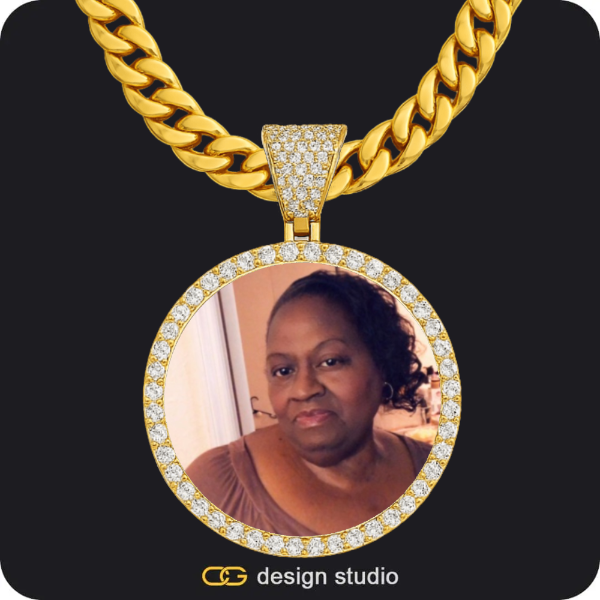 Custom Photo Pendant - Gold / Circle (4 cm) / Cuban (10mm)