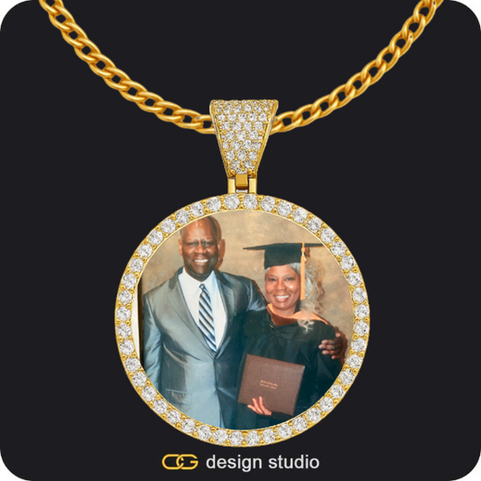Custom Photo Pendant - Gold / Circle (4 cm) / Cuban (3mm)