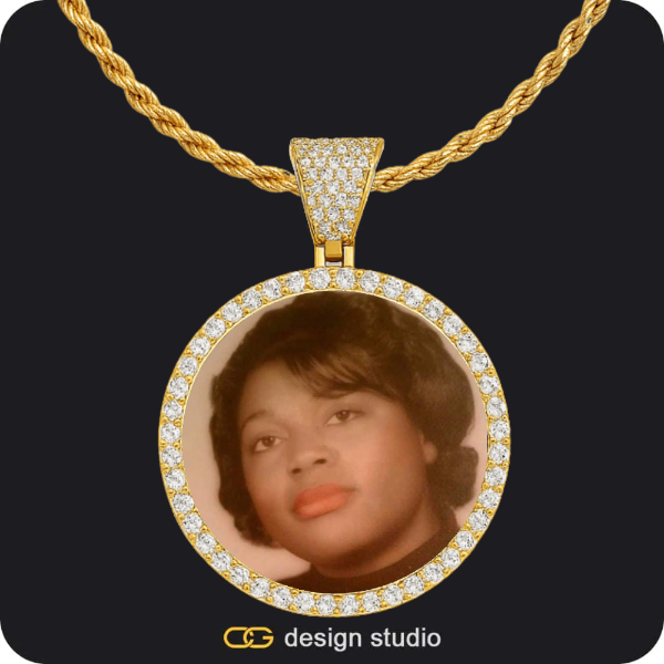Custom Photo Pendant - Gold / Circle (4 cm) / Rope