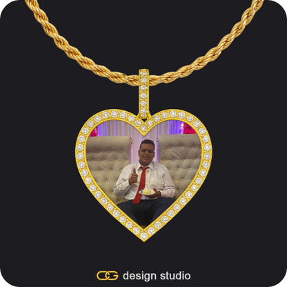Custom Photo Pendant - Gold / Heart / Rope,Custom Photo Pendant - Gold / Heart / Rope,Custom Photo Pendant - Gold / Heart / Rope