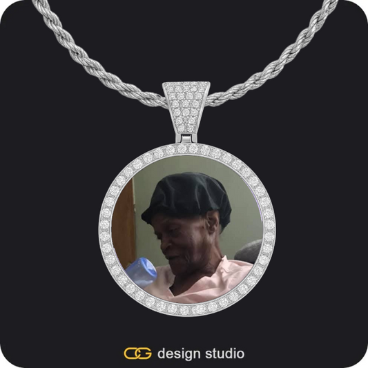 Custom Photo Pendant - Silver / Circle (3 cm) / Rope