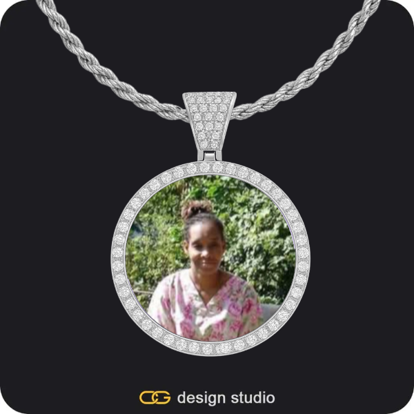 Custom Photo Pendant - Silver / Circle (3 cm) / Rope