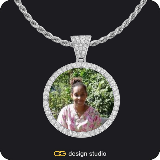 Custom Photo Pendant - Silver / Circle (3 cm) / Rope