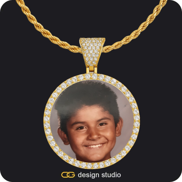 Custom Photo Pendant - Gold / Circle (4 cm) / Rope