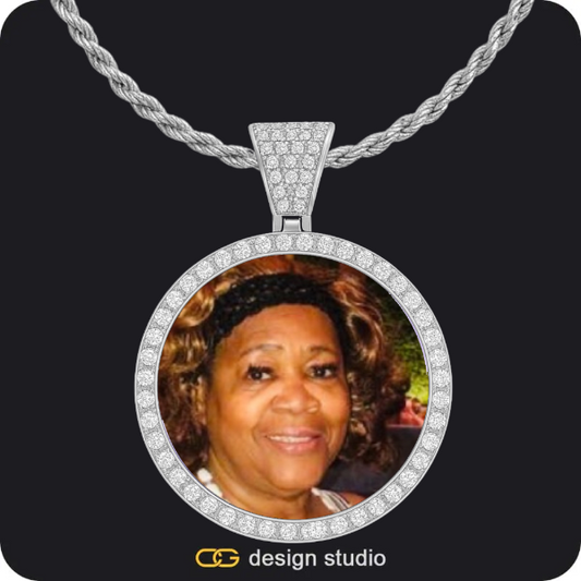Custom Photo Pendant - Silver / Circle (4 cm) / Rope