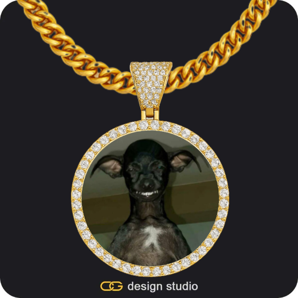 Custom Photo Pendant - Gold / Circle (4 cm) / Cuban (5mm)
