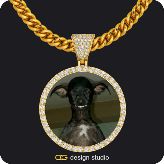 Custom Photo Pendant - Gold / Circle (4 cm) / Cuban (5mm)