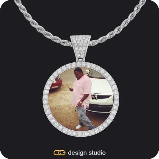 Custom Photo Pendant - Silver / Circle (3 cm) / Rope