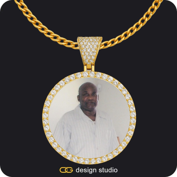 Custom Photo Pendant - Gold / Circle (4 cm) / Cuban (3mm)