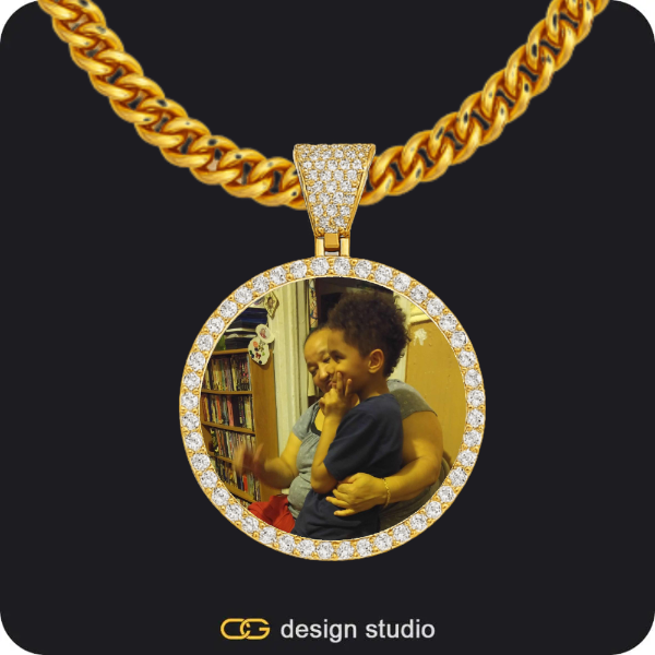 Custom Photo Pendant - Gold / Circle (3 cm) / Cuban (5mm)