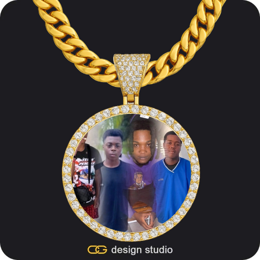 Custom Photo Pendant - Gold / Circle (4 cm) / Cuban (10mm)