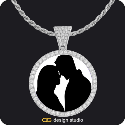 Butterfly initial necklace - O,Custom Photo Pendant - Silver / Circle (4 cm) / Rope,Custom Photo Pendant - Silver / Circle (4 cm) / Rope