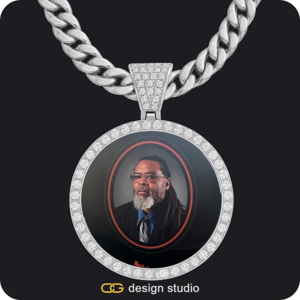 Custom Photo Pendant - Gold / Circle (4 cm) / Cuban (10mm),Custom Photo Pendant - Silver / Circle (4 cm) / Cuban (10mm)