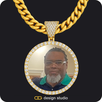 Custom Photo Pendant - Gold / Circle (4 cm) / Cuban (10mm),Custom Photo Pendant - Silver / Circle (4 cm) / Cuban (10mm)