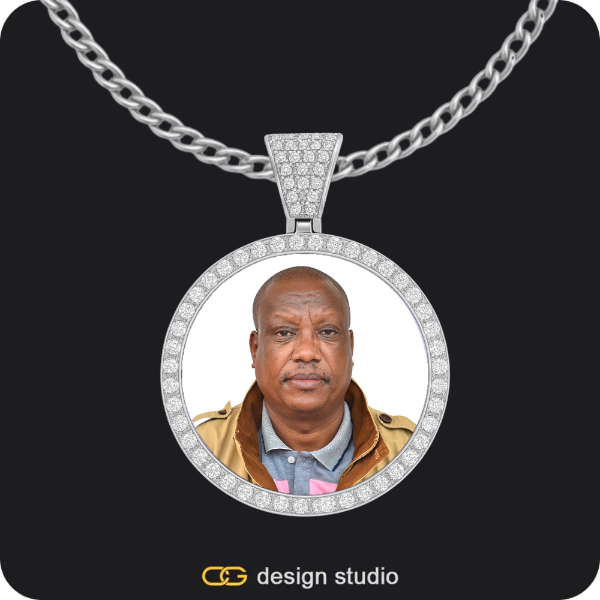 Custom Photo Pendant - Silver / Circle (3 cm) / Cuban (3mm)