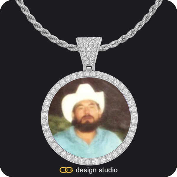 Custom Photo Pendant - Silver / Circle (4 cm) / Rope