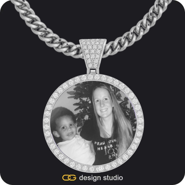 Custom Photo Pendant - Silver / Circle (4 cm) / Cuban (5mm)