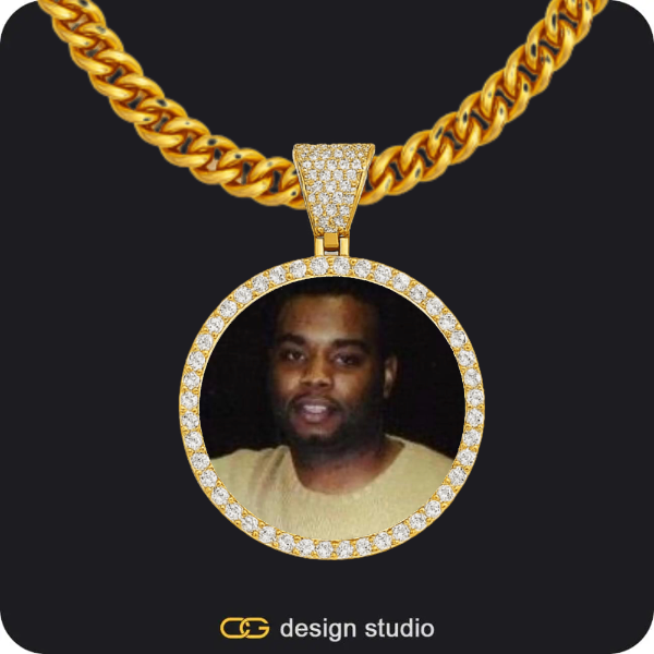 Custom Photo Pendant - Gold / Circle (3 cm) / Cuban (5mm)