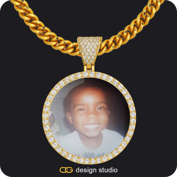 Custom Photo Pendant - Gold / Circle (4 cm) / Cuban (5mm)