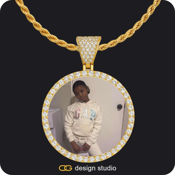 Custom Photo Pendant - Gold / Circle (4 cm) / Rope