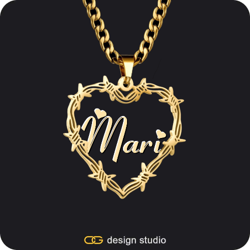 Bichota Heart Name Necklace,Item Personalization,The Essential Name Necklace: Charm,The Essential Name Necklace,Item Personalization