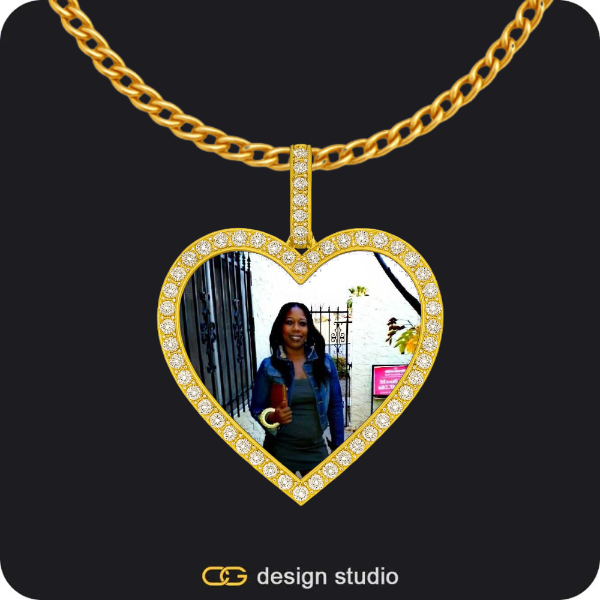 Custom Photo Pendant - Gold / Heart / Cuban (3mm)