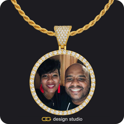 Bichota Heart Name Necklace,Item Personalization,Custom Photo Pendant - Gold / Circle (4 cm) / Rope,Custom Photo Pendant - Gold / Circle (4 cm) / Rope