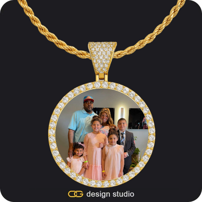 Bichota Heart Name Necklace,Item Personalization,Custom Photo Pendant - Gold / Circle (4 cm) / Rope,Custom Photo Pendant - Gold / Circle (4 cm) / Rope