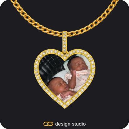 Custom Photo Pendant - Gold / Circle (4 cm) / Rope,Custom Photo Pendant - Gold / Circle (4 cm) / Rope,Custom Photo Pendant - Gold / Heart / Cuban (3mm)