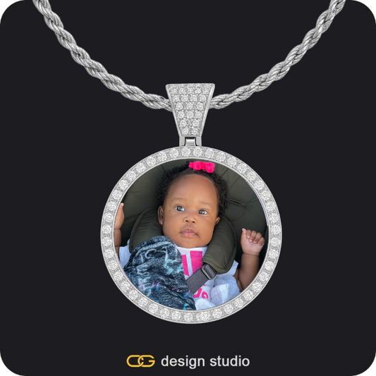 Custom Photo Pendant - Silver / Circle (3 cm) / Rope