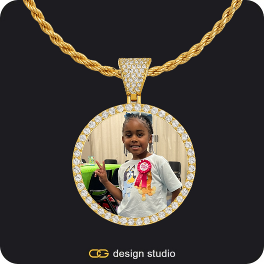 Custom Photo Pendant - Gold / Circle (3 cm) / Rope