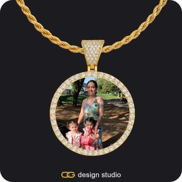 Custom Photo Pendant - Gold / Circle (3 cm) / Rope