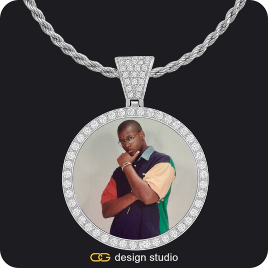 Custom Photo Pendant - Silver / Circle (4 cm) / Rope