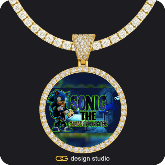 Custom Photo Pendant - Gold / Circle (4 cm) / Tennis