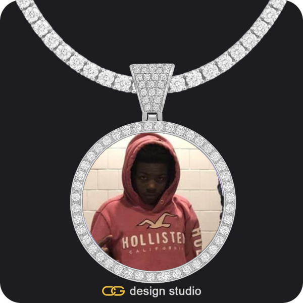 Custom Photo Pendant - Silver / Circle (4 cm) / Tennis