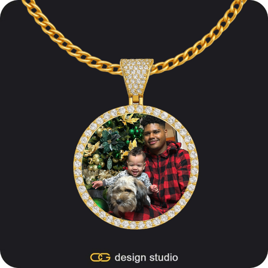 Custom Photo Pendant - Gold / Circle (3 cm) / Cuban (3mm)