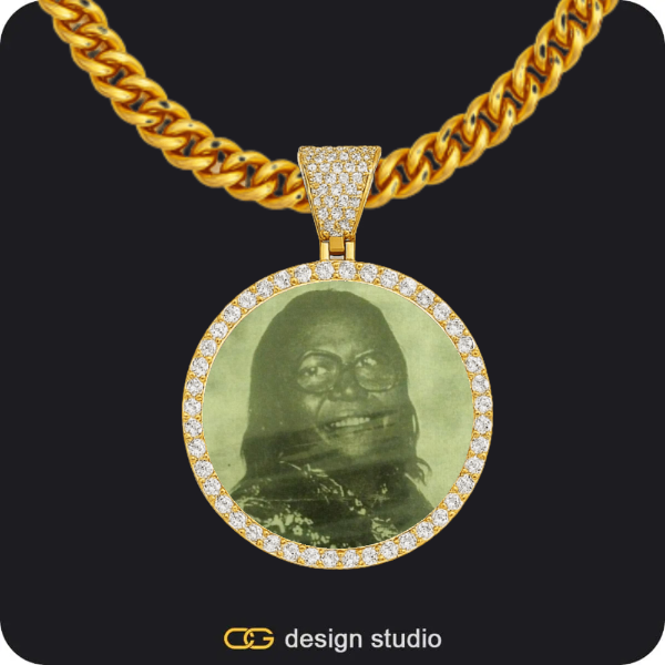 Custom Photo Pendant - Gold / Circle (3 cm) / Cuban (5mm)