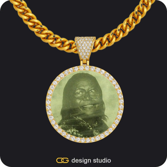 Custom Photo Pendant - Gold / Circle (3 cm) / Cuban (5mm)
