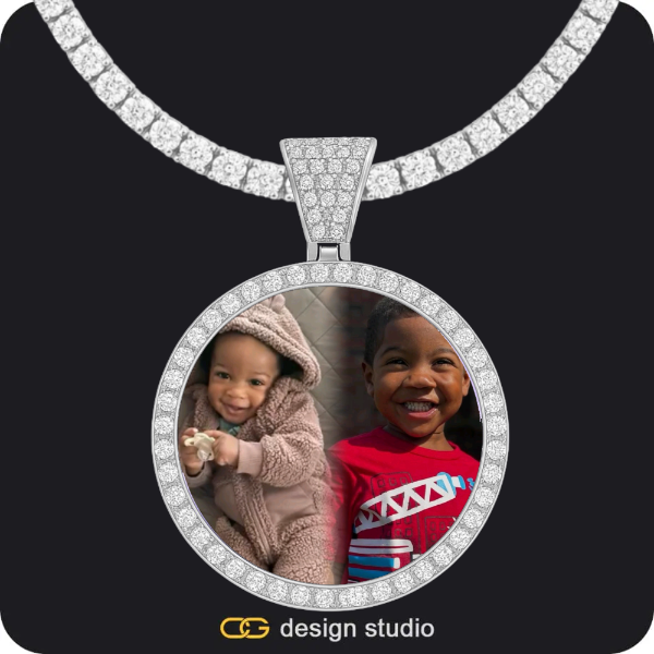 Custom Photo Pendant - Silver / Circle (4 cm) / Tennis