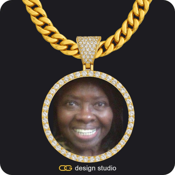 Custom Photo Pendant - Gold / Circle (4 cm) / Cuban (10mm)
