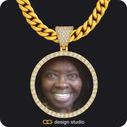 Custom Photo Pendant - Gold / Circle (4 cm) / Cuban (10mm)