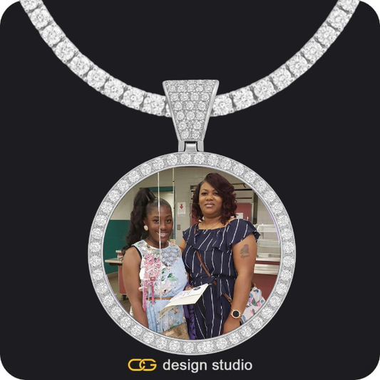 Custom Photo Pendant - Silver / Circle (4 cm) / Tennis