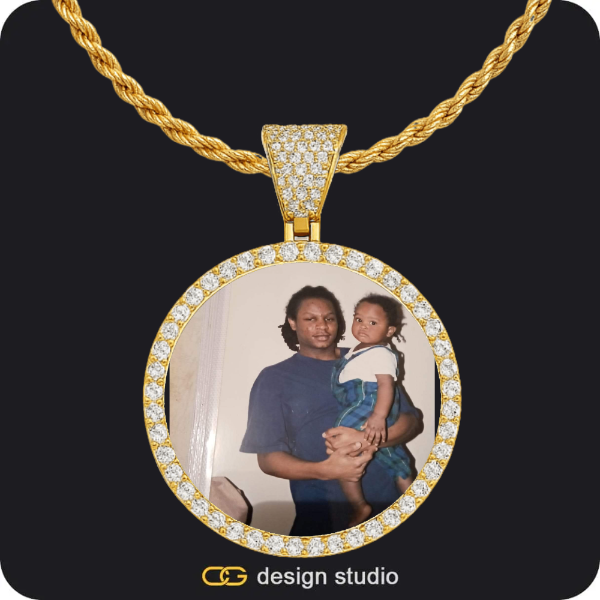 Grand victorian initial necklace - U / Silver,Custom Photo Pendant - Gold / Circle (4 cm) / Rope