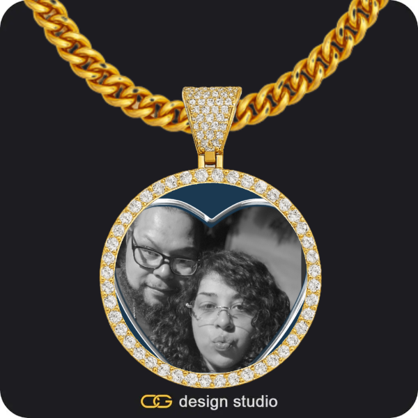 Custom Photo Pendant - Gold / Circle (4 cm) / Cuban (5mm)